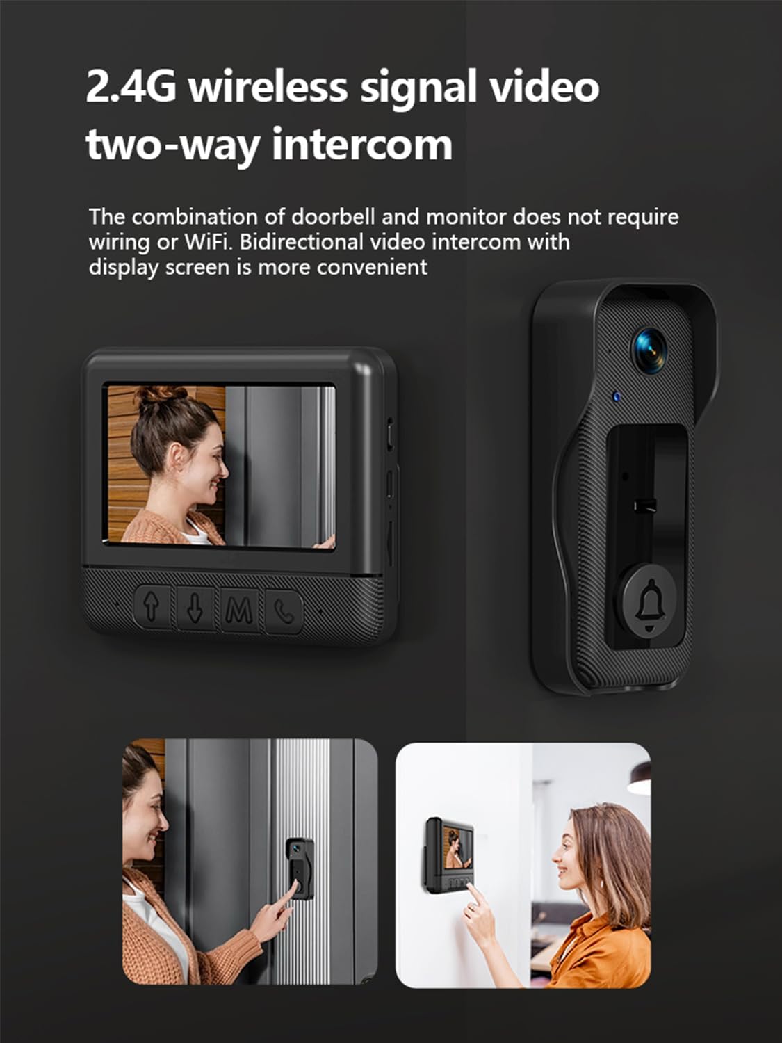 Visual smart doorbell with 4.3-inch color display, 0.3 megapixel camera for home security