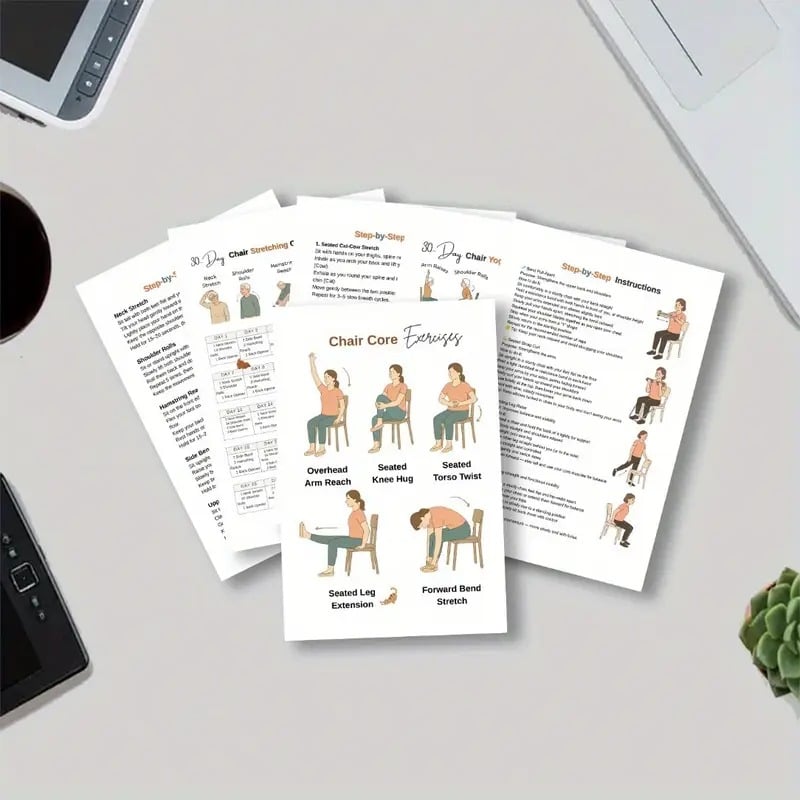 🔥30-Day Chair Yoga Weight Loss Spiral-Bound Notebook & Step-by-Step Exercise Guide - At-Home Fitness Journal