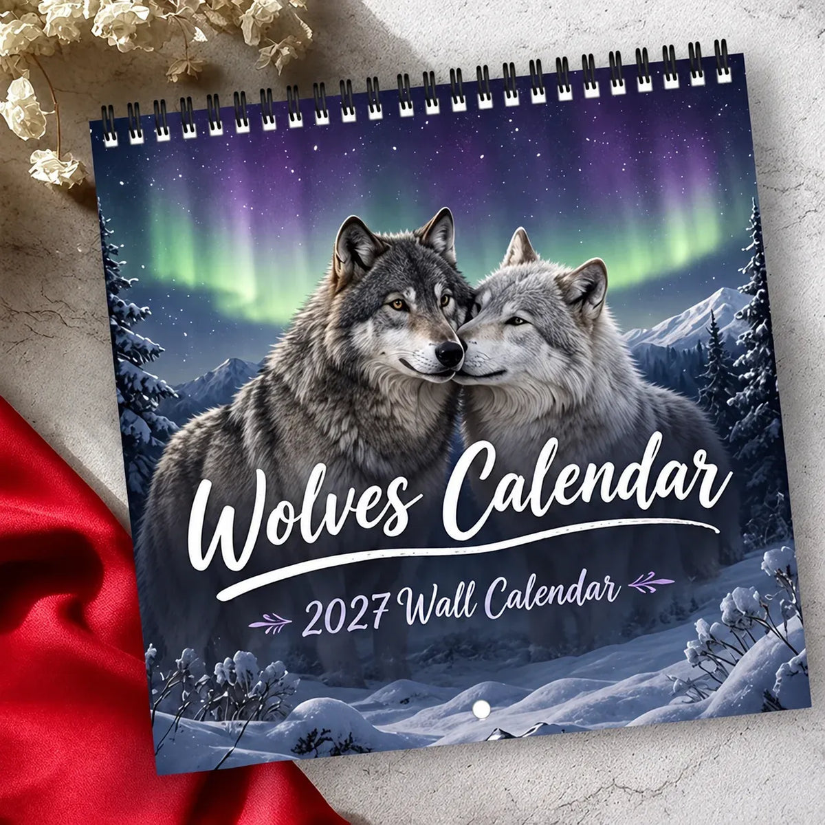 Wolves Calendar 2027 – Northern Lights Wall Calendar