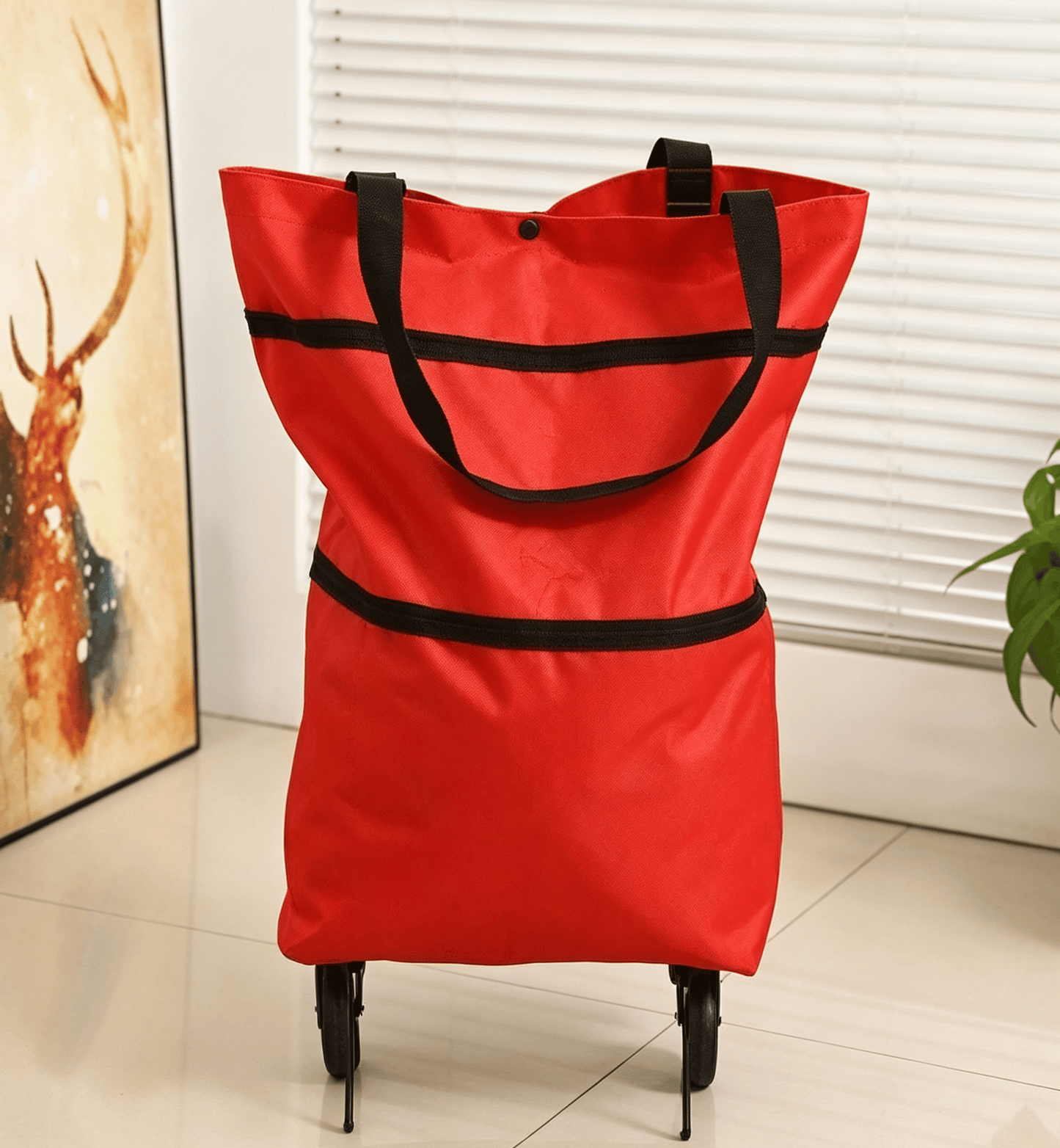 🌱✨ Limited Time 46% OFF✨ Collapsible Rolling Shopping Bag, Portable Foldable Wheeled Grocery Tote Bag Reusable Handbag For Supermarket Market Travel