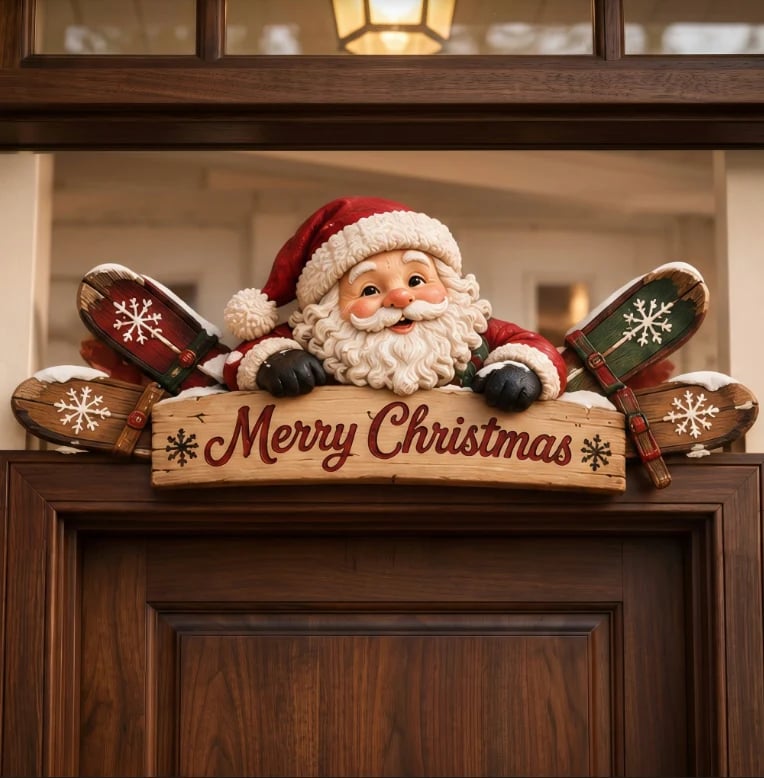🎄🏔️ Rustic Winter Mountain Cabin Door Frame Decor