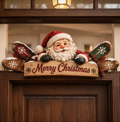 🎄🏔️ Rustic Winter Mountain Cabin Door Frame Decor