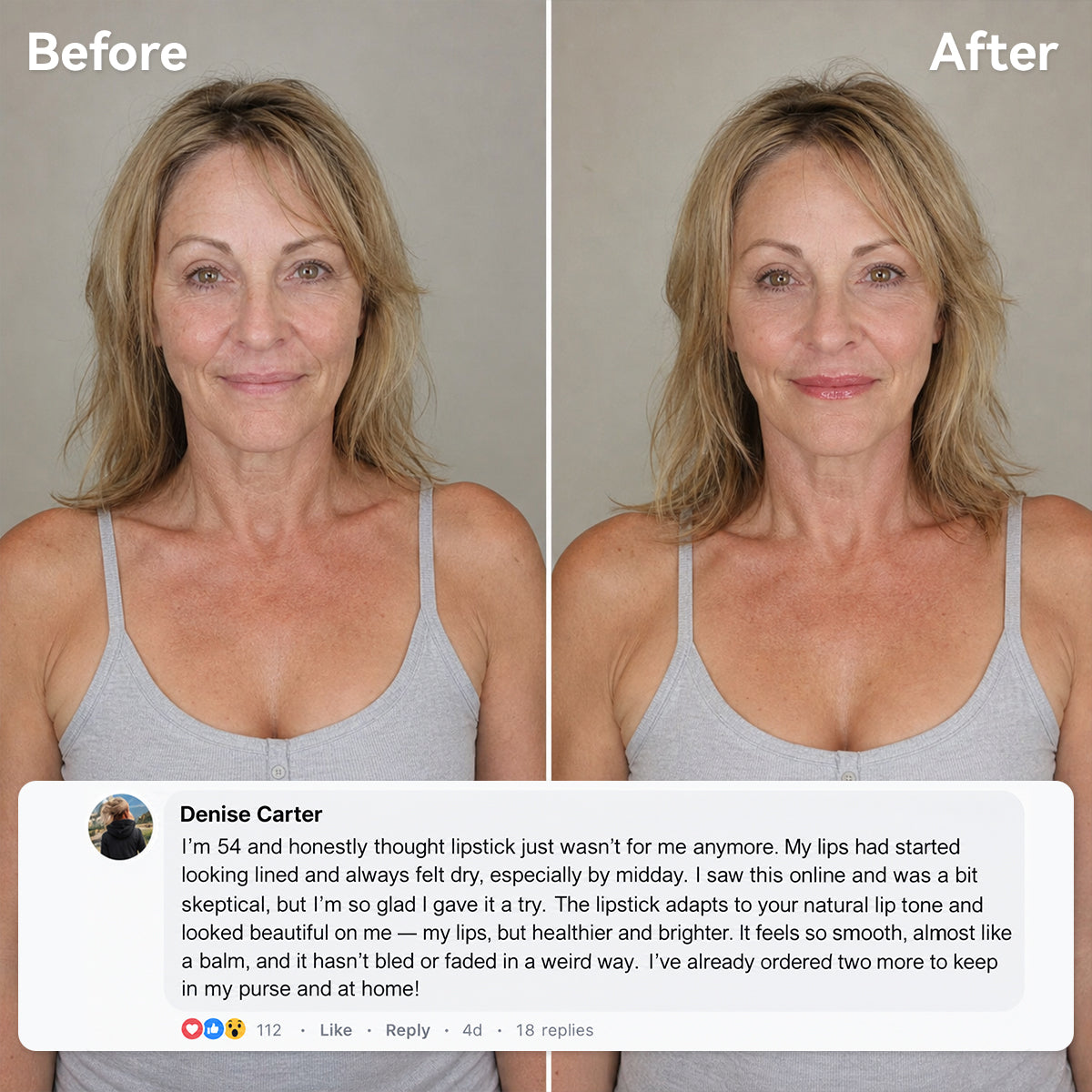 Color-Adaptive Lipstick for Mature Lips