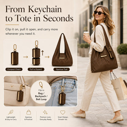 2-in-1 Transformable Vegan Leather Tote Bag