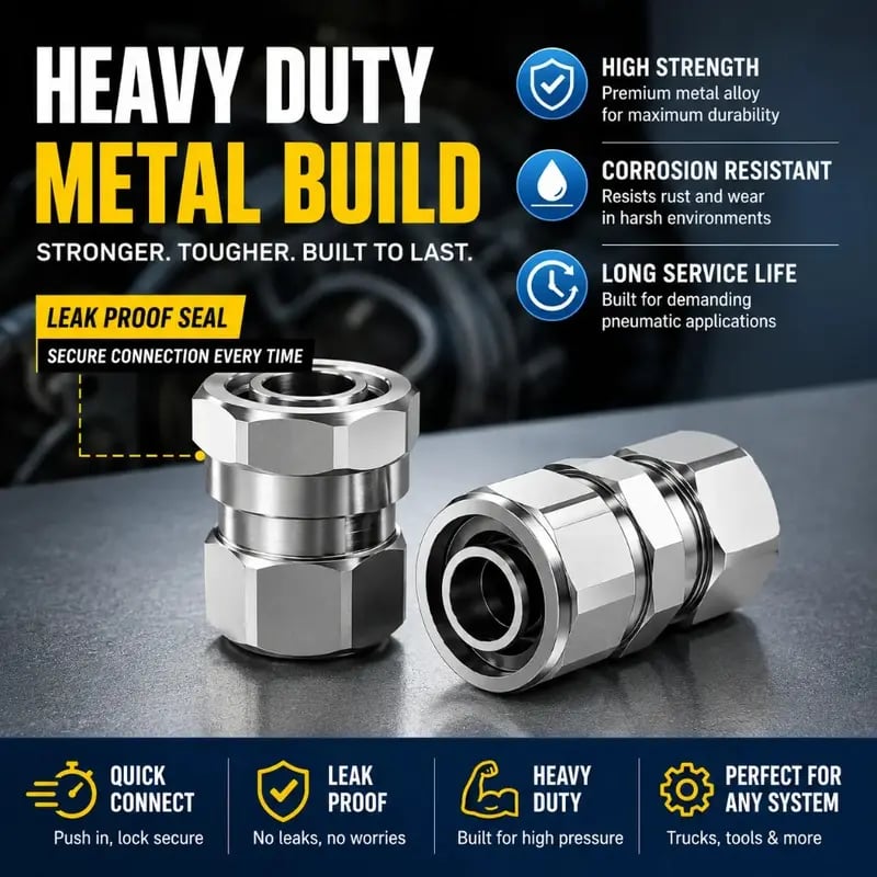 Heavy-Duty Truck/RV Air Line Fitting Kit (8-Piece Set)