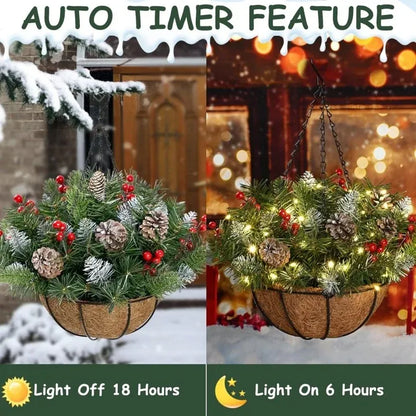 🔥Christmas Hot Sale🏆-🎄Pre-Lit Artificial Christmas Hanging Basket