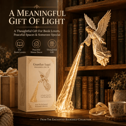 👼🎁 Celestial Guardian – Angel Light Beam Bookshelf Decor