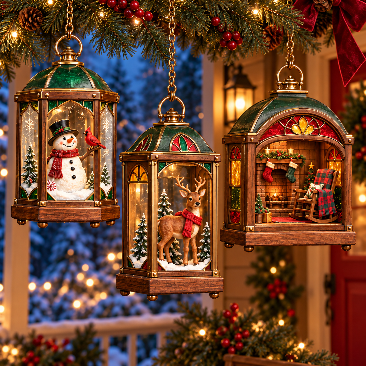 🏮 2026 Christmas Lantern Ornaments – Set of 6 Vintage Holiday Keepsakes