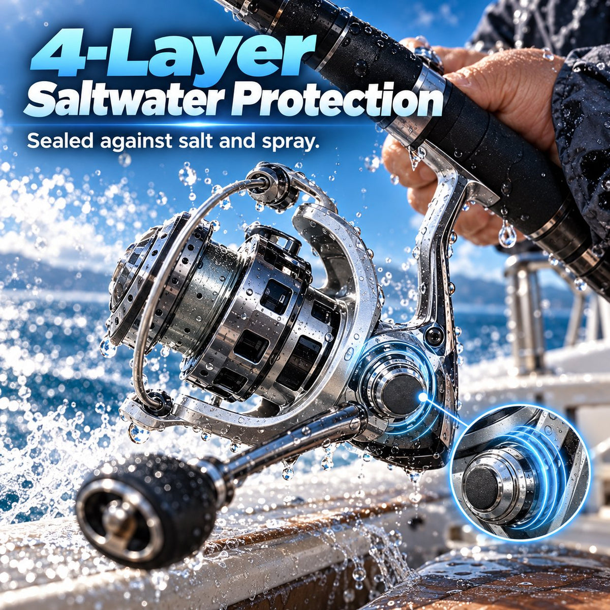 Single-Hand Jigging Fishing Reel with Thumb Lever – product view 3
