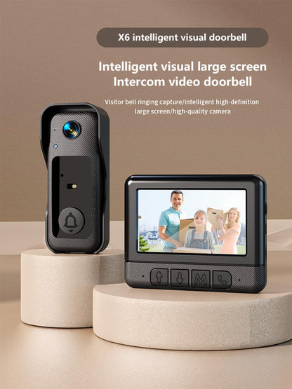 Visual smart doorbell with 4.3-inch color display, 0.3 megapixel camera for home security