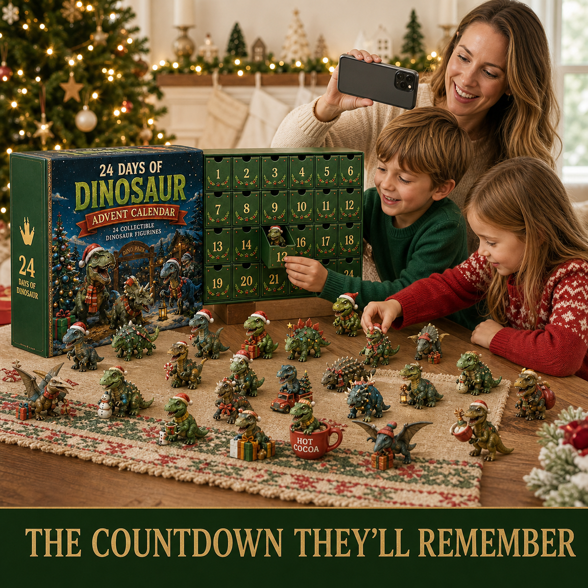 🦖🎅🎄24 Days of Dinosaur Christmas Advent Calendar – 24 Collectible Dino Figurines & Holiday Surprises