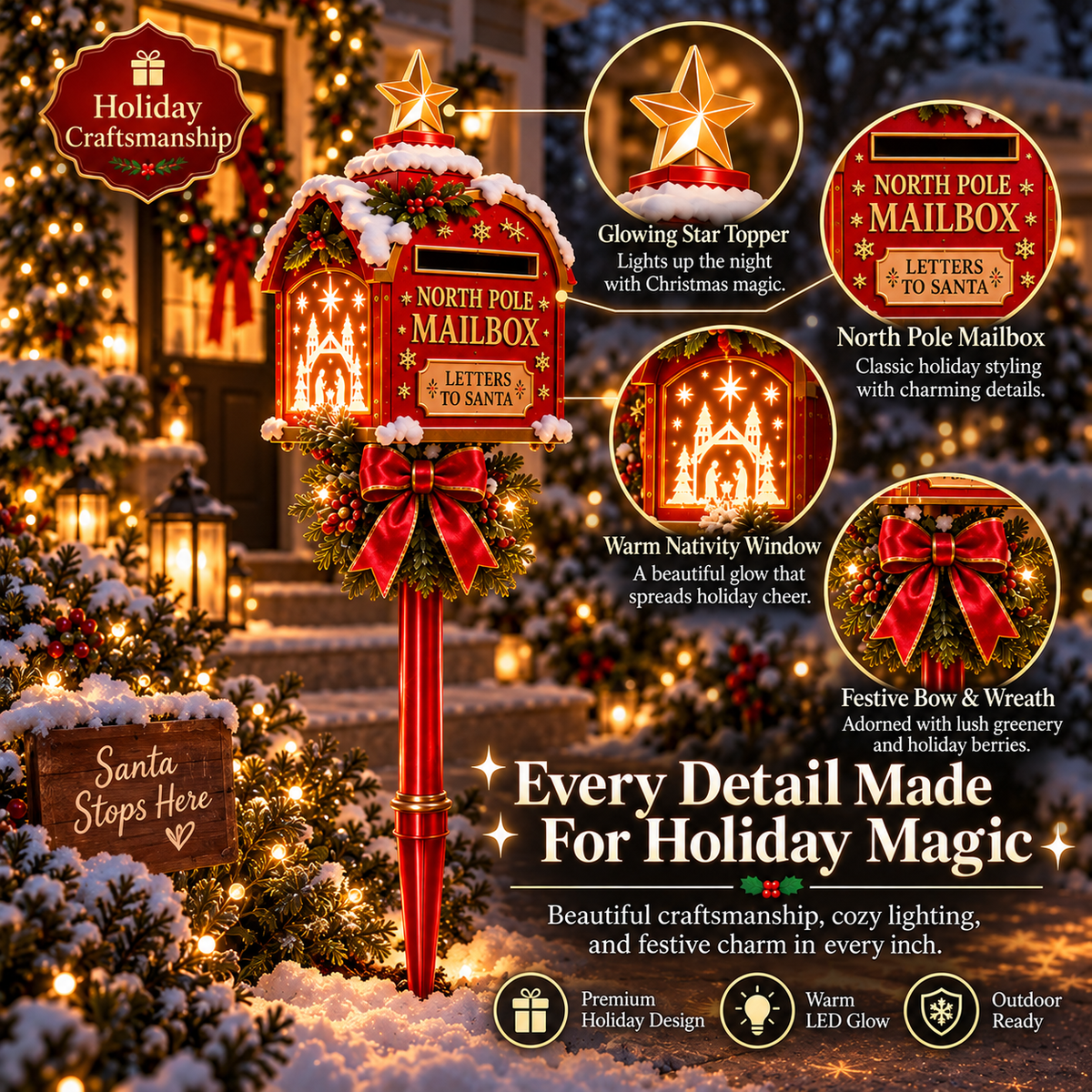 Santa’s North Pole Mailbox Christmas Projection Light