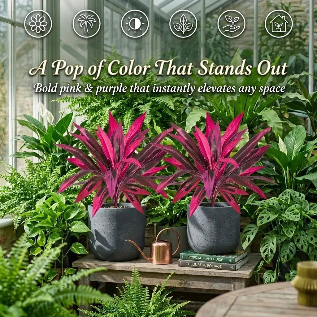 Pink and Purple Artificial Garden Plants - 2 Pieces