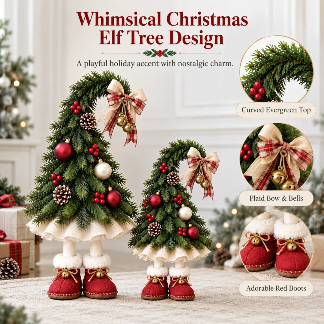 Whimsical Christmas Elf Tree Decor with Red Boots