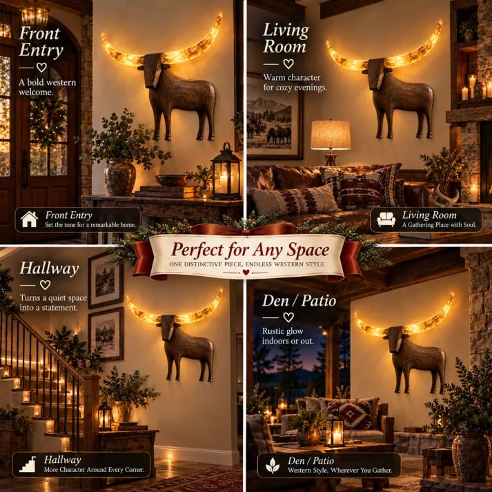 Illuminated Longhorn Wall Sculpture