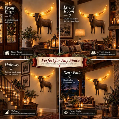 💥Hot Sale - Illuminated Longhorn Wall Sculpture – Rustic Western LED Wall Decor