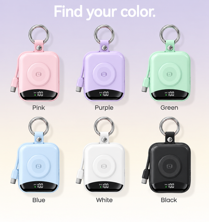 🔥10000mAh Portable Charger Power Bank with Built-in Cables Travel Keychain Battery Pack
