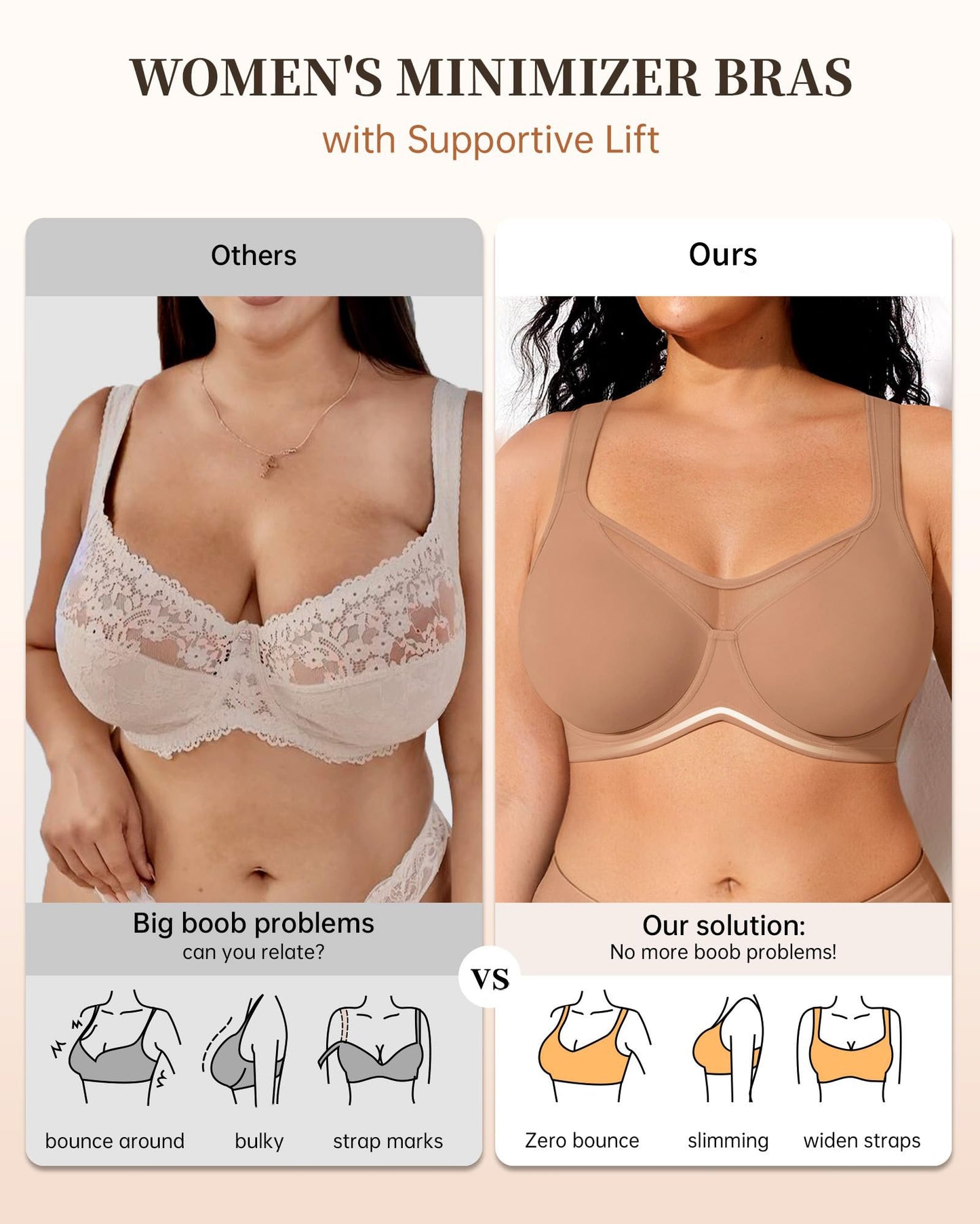 💐Women's Elegant Sheer Full Coverage Minimizer Bra ✨ Plus Size for Large Busts | No Digging, No Spillage & Ultra Comfy