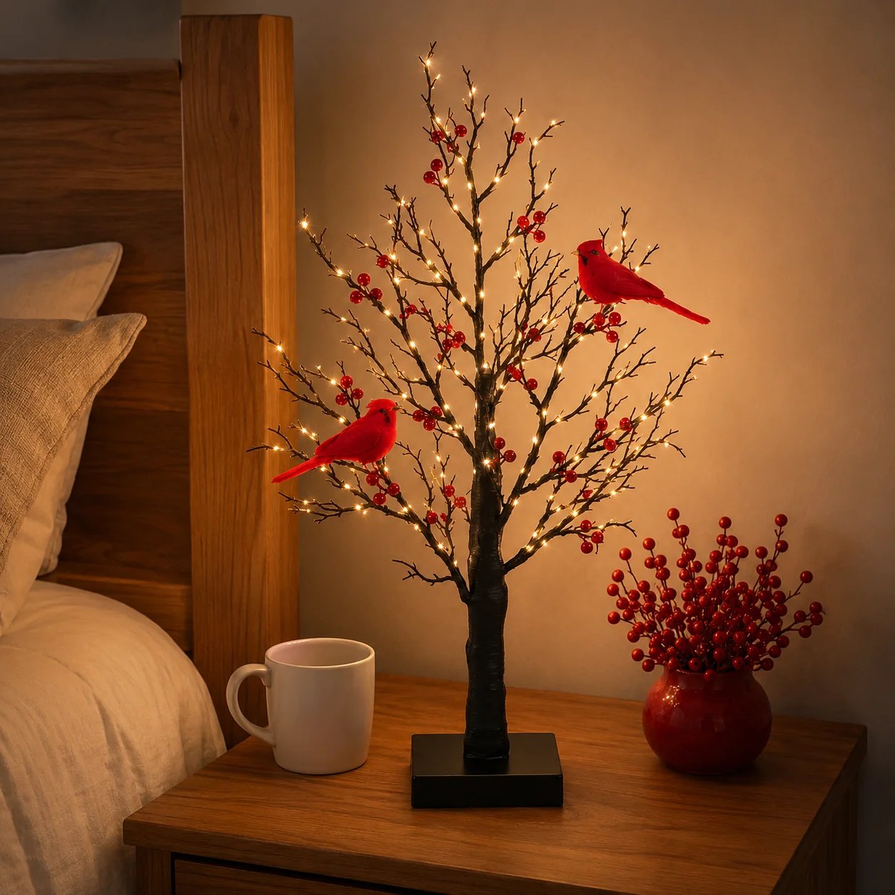 🎉✨ 2026 Vintage Glowing Cardinal Tree