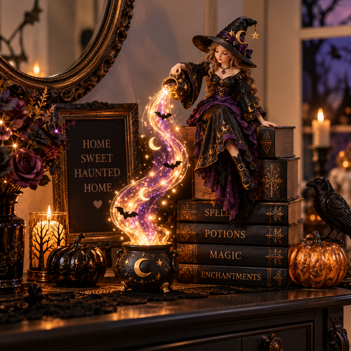 ✨Last Day 49% OFF✨ Halloween Magic Cascade Shelf Light Collectio – Enchanted Bookcase Decor