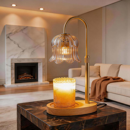 Vintage Flower Candle Warmer Lamp — Timer & Brightness Control