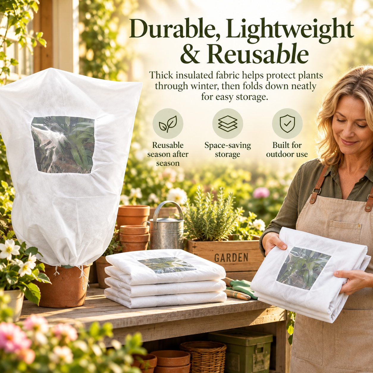 🔥 Plant Frost Cover Nonwoven Reusable Warm Shrubs Blanket