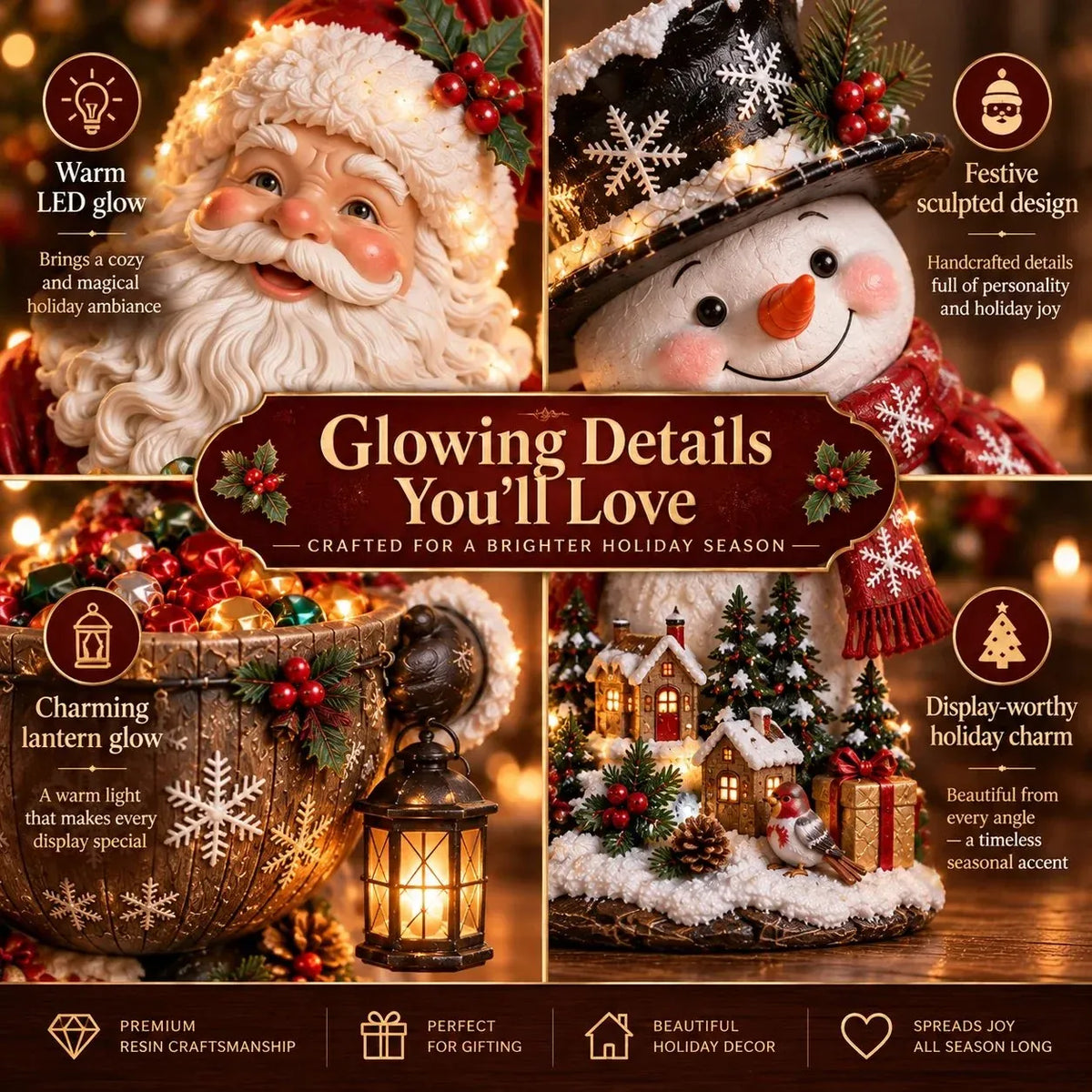 🎄 ✨ Lighted Christmas Candy Bowl Collection – 5 Festive Holiday Designs