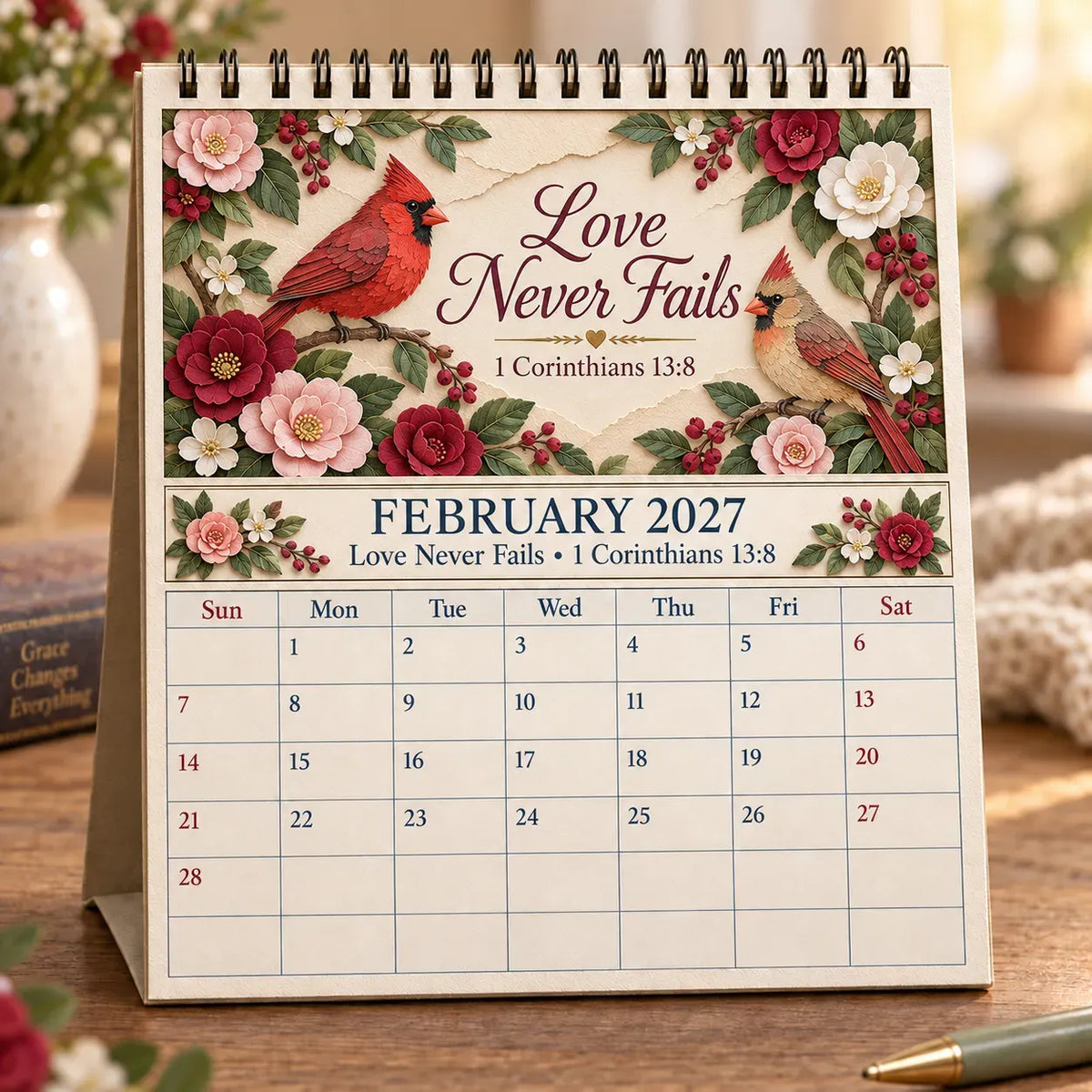 🔥 SPECIAL OFFER |✝️ 3D Christian Calendar 2027 | 12 Scripture Designs with Nature Scenes, Birds & Flowers for Faith-Filled Homes & Meaningful Gifts 🎁