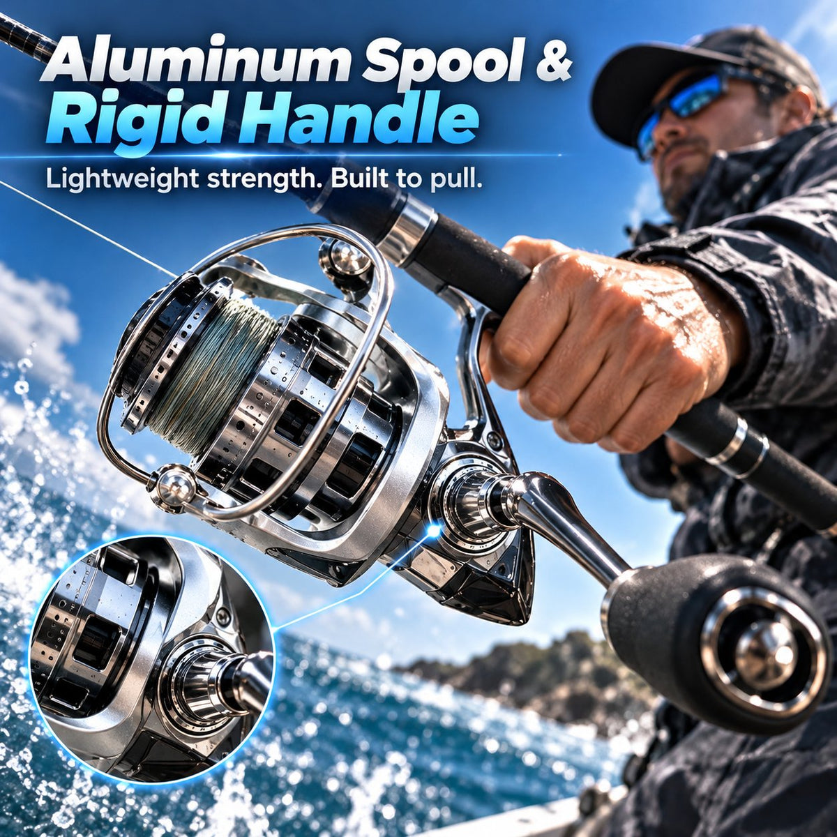 Single-Hand Jigging Fishing Reel with Thumb Lever – product view 5
