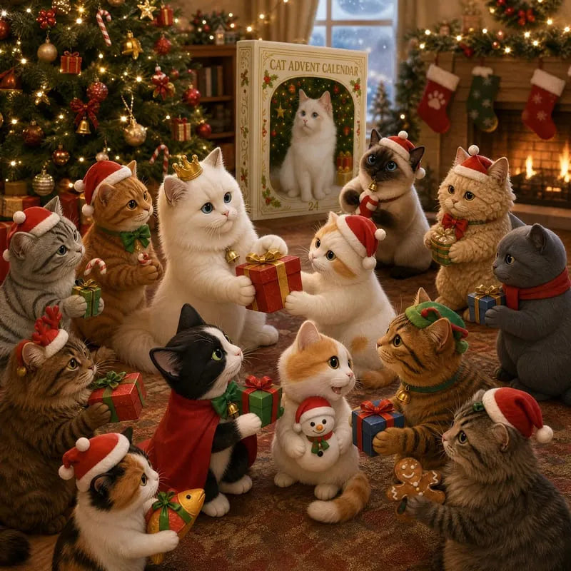 🐱🎄 2026 Christmas Cat Advent Calendar – A Gift for Cat Lovers (Holiday Countdown, 24 Christmas Tree Ornament Designs)