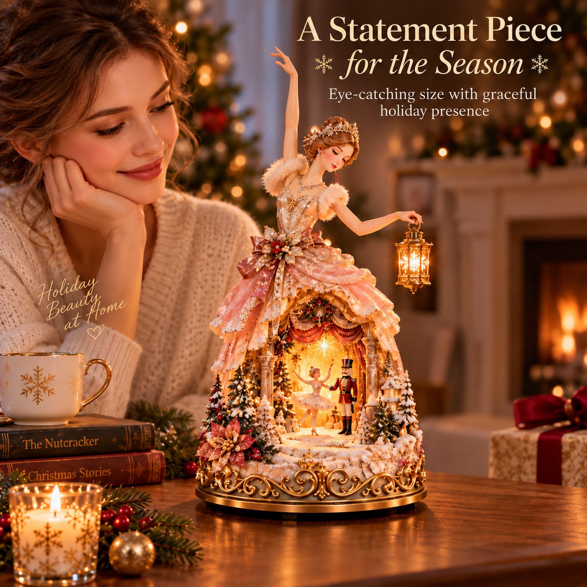 🔥LAST DAY 49% OFF 🩰  Winter Ballerina Story Lamp – Lighted Nutcracker Christmas Tabletop Decor