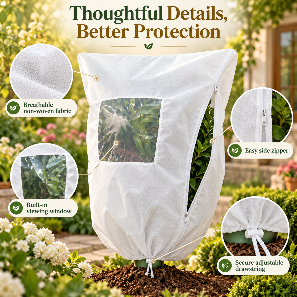 🔥 Plant Frost Cover Nonwoven Reusable Warm Shrubs Blanket