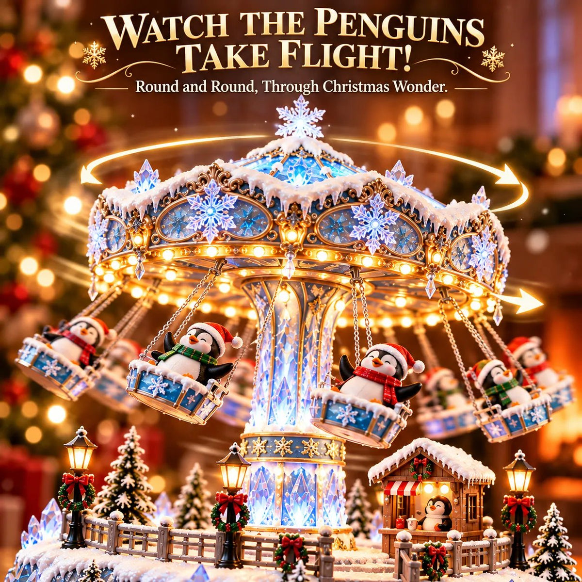Penguin Winter Swing Carnival – Lighted Rotating Decoration – product view 7