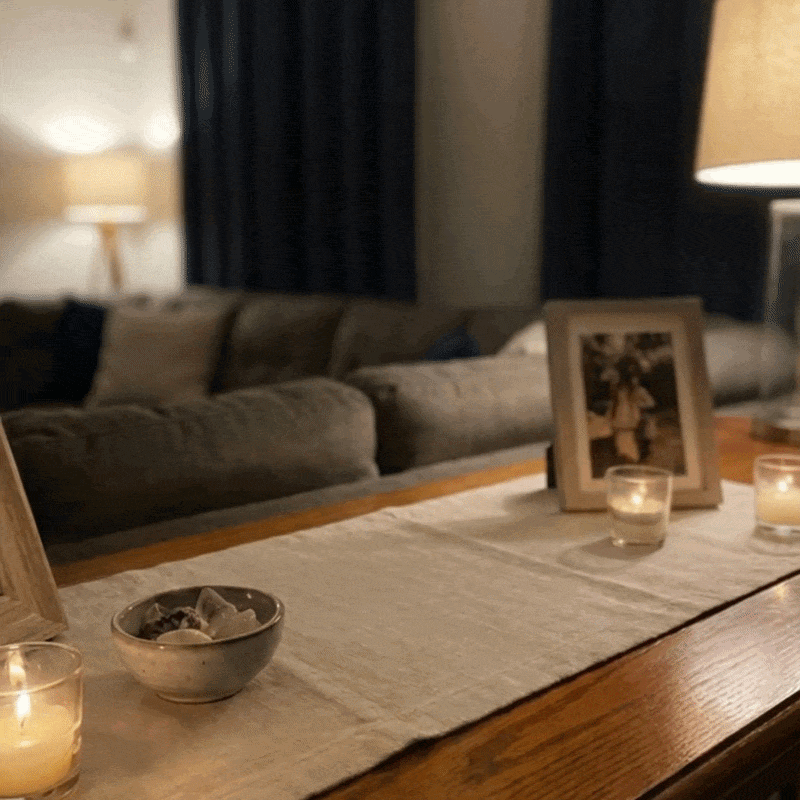 Lumen wooden cross light glowing warmly
