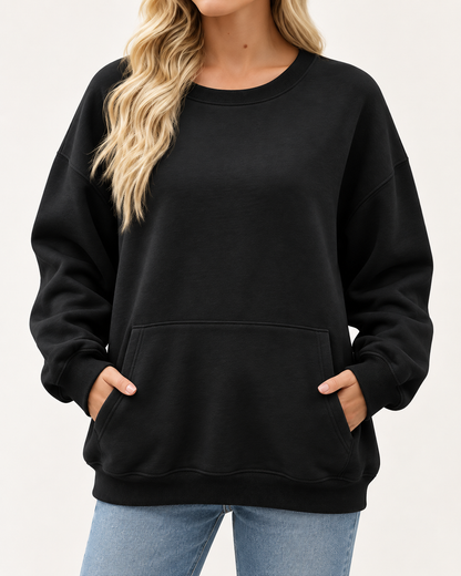 Women's Oversized Long Sleeve Crewneck Sweatshirt with Pocket