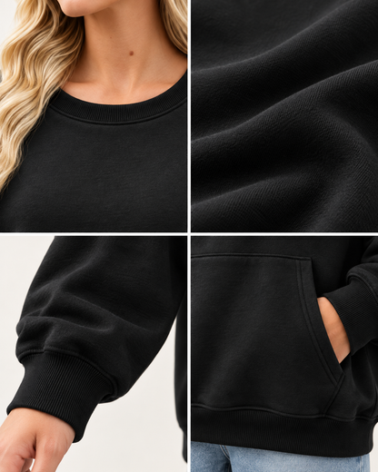 Women's Oversized Long Sleeve Crewneck Sweatshirt with Pocket