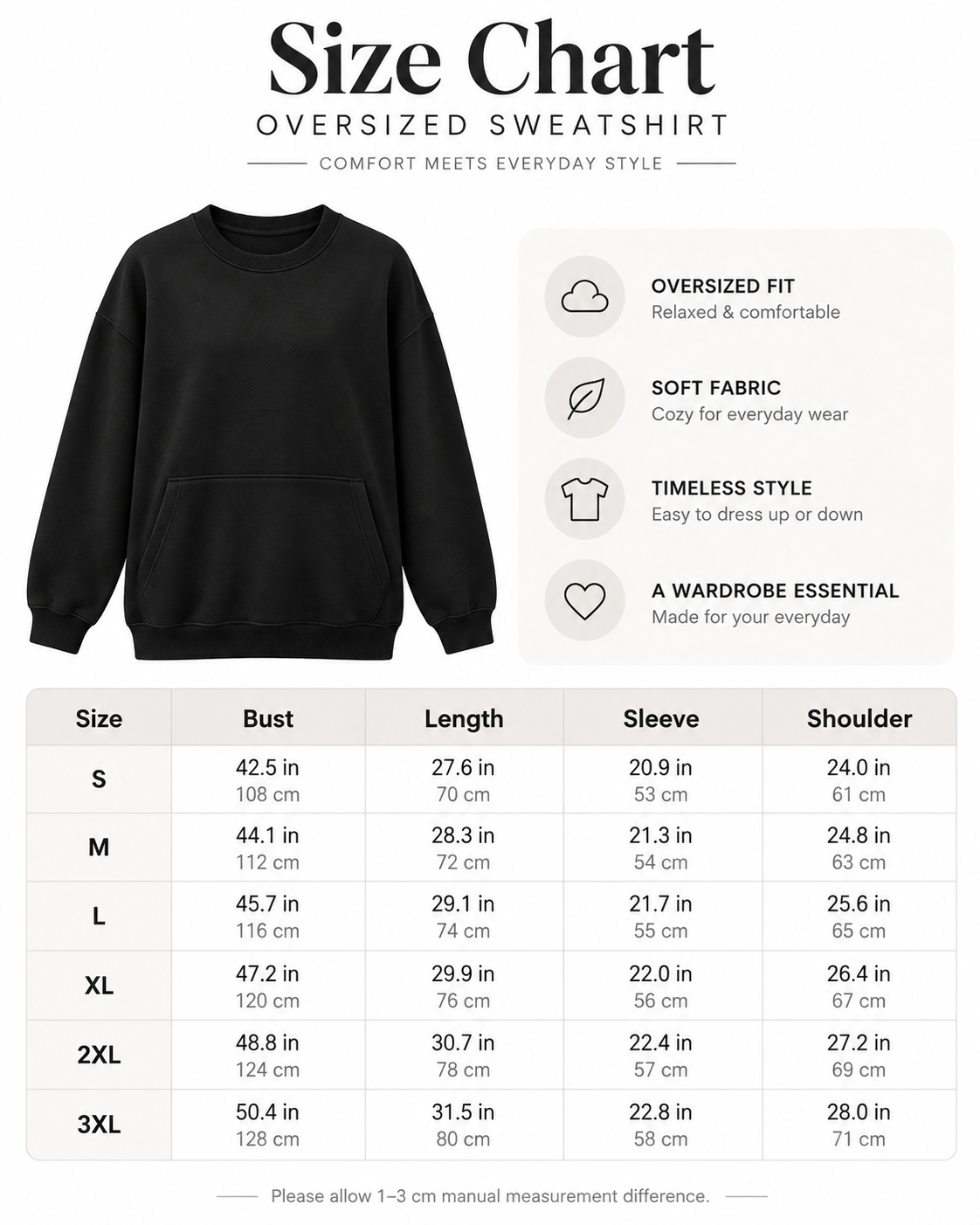Women's Oversized Long Sleeve Crewneck Sweatshirt with Pocket