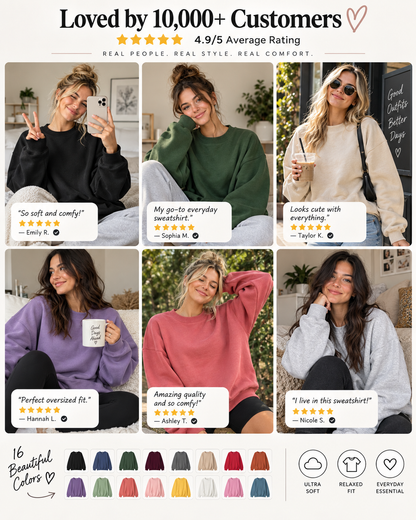 Women's Oversized Long Sleeve Crewneck Sweatshirt with Pocket
