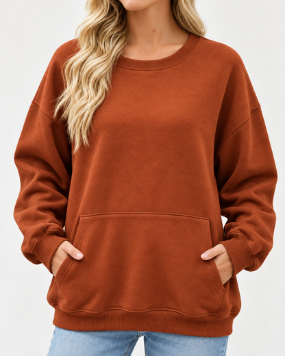 Women's Oversized Long Sleeve Crewneck Sweatshirt with Pocket