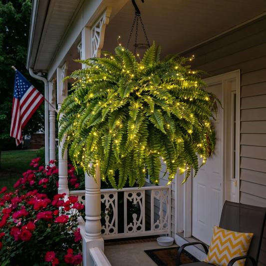 🔥 SPECIAL OFFER |💛Glowing Boston Ferns with Lights – 🌿 Zero Watering, Zero Maintenance