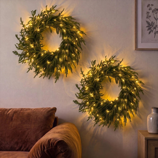 Artificial Christmas Wreath – Realistic Faux Pine & Mixed Needle Greenery, UV Resistant, Waterproof, Windproof