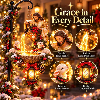 ✝️ Jesus Blessing Lighted Hanging Fountain™ – Christian Christmas Garden Decor