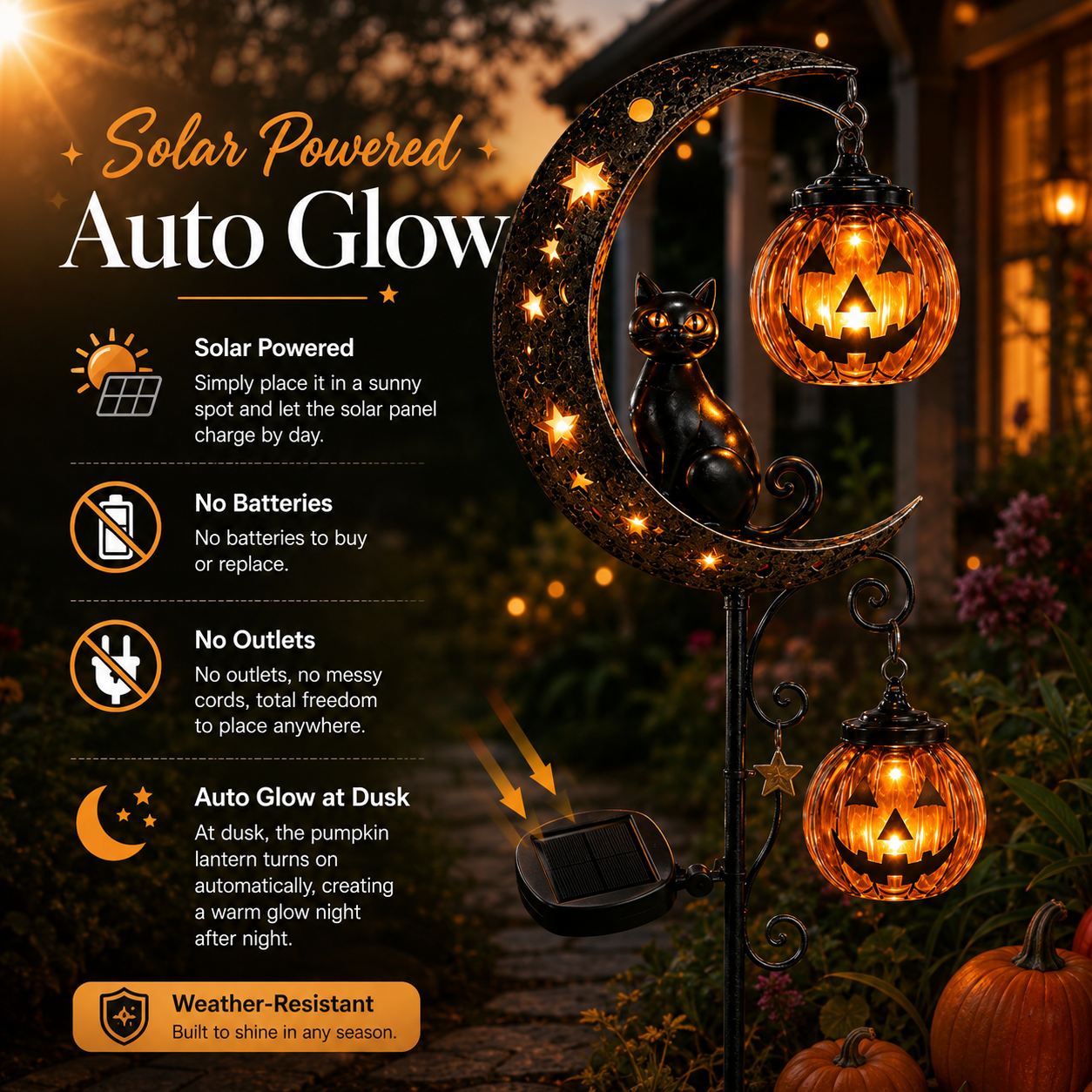 🎃Pumpkin Moon Garden Stake Light for a Magical Halloween Yard