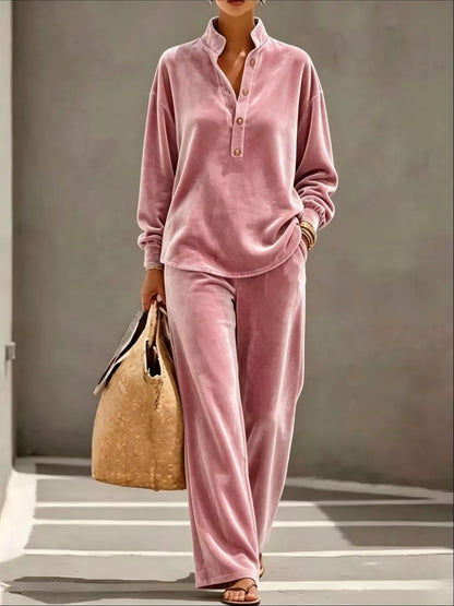 Loose Velvet Two-Piece Top & Pants Set