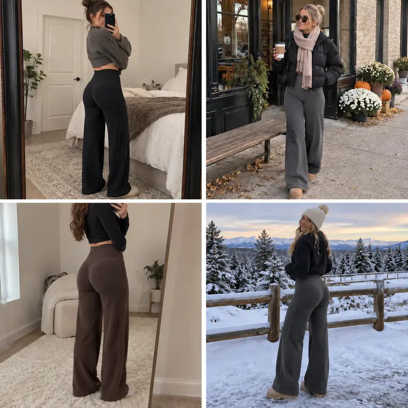 Women's High-Waisted Fleece-Lined Wide-Leg Pants – product view 9