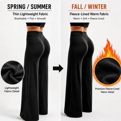 Women's High-Waisted Fleece-Lined Wide-Leg Pants – product view 2