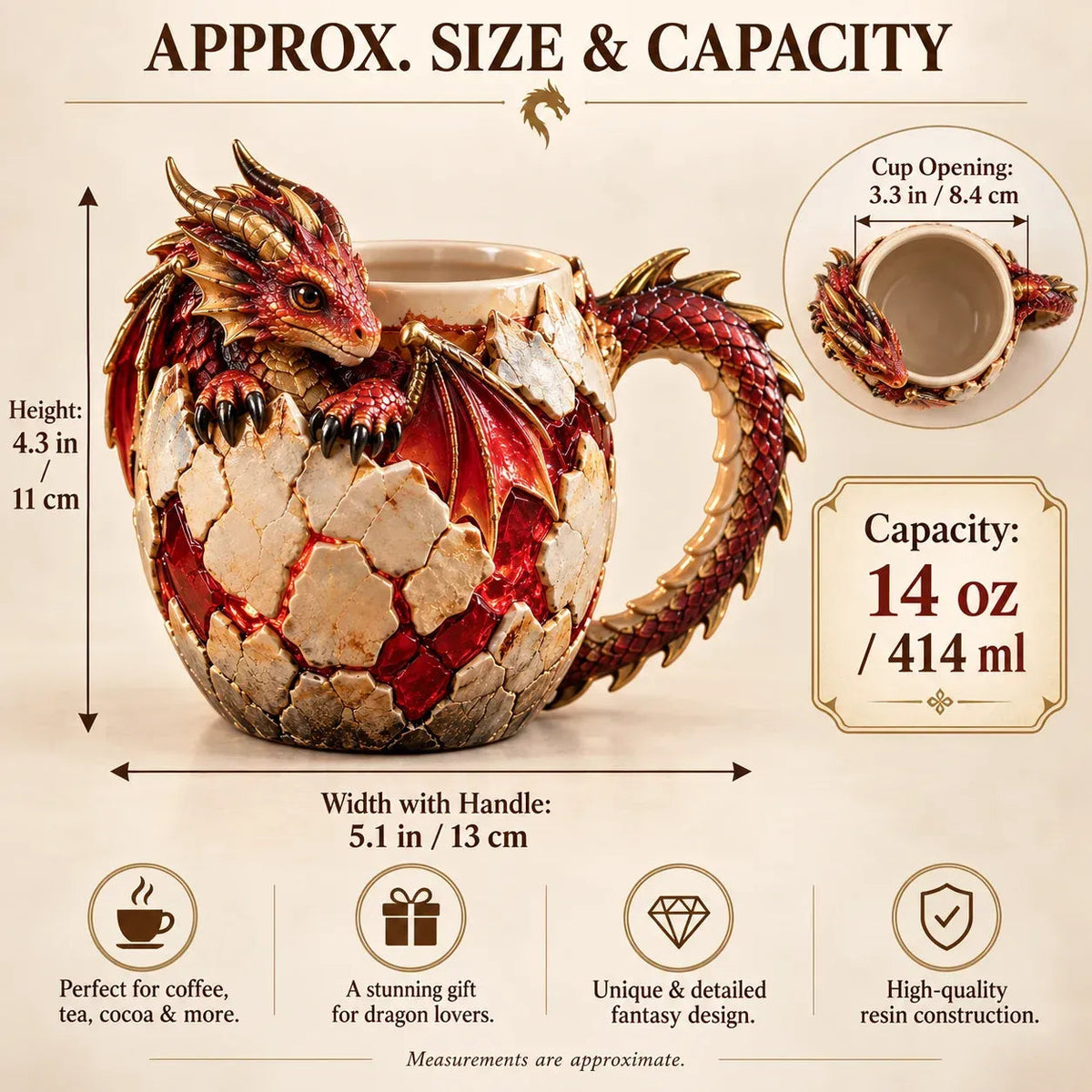 Sculpted Dragon Mug Collection – 6 Fantasy Realm Designs