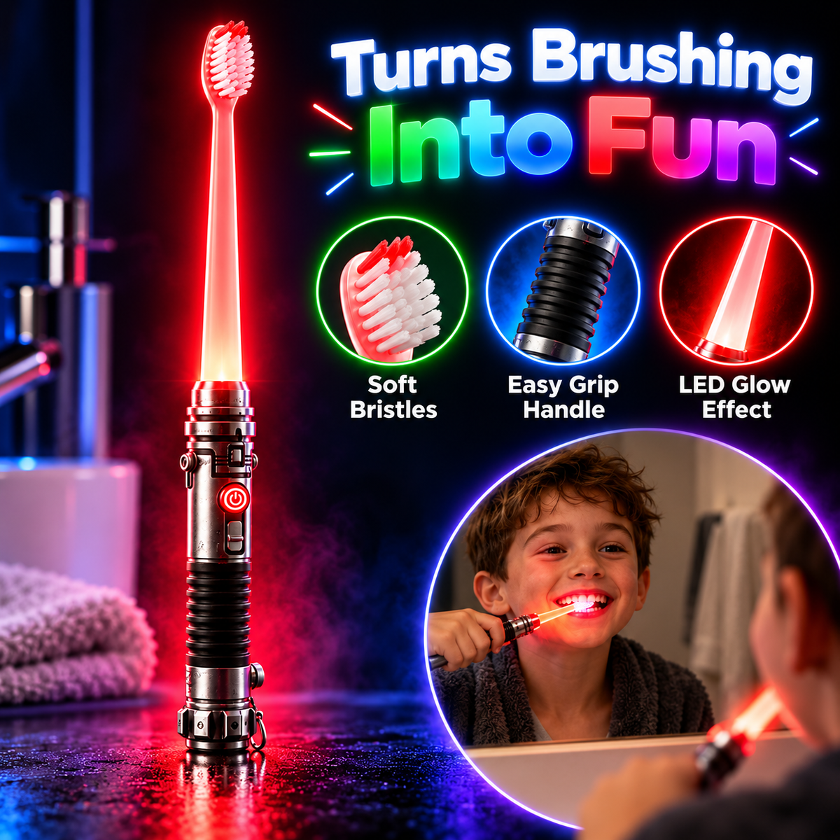 Galactic Glow Toothbrush – LED Light-Up Manual Toothbrush – view 5