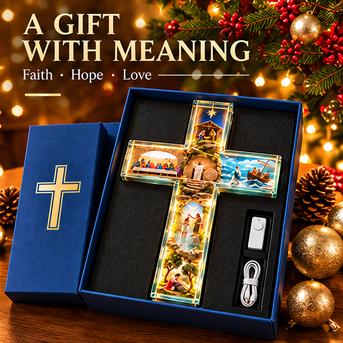 ✨ Last Day – 49% OFF!✝️The Story of Jesus in 6 Scenes Cross Lamp 9