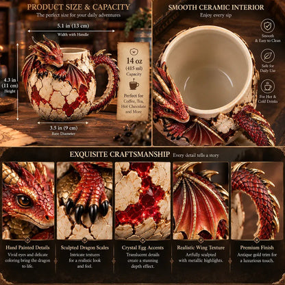 Sculpted Dragon Mug Collection – 6 Fantasy Realm Designs